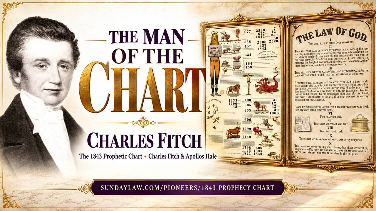 Key of Explanation for the 1843 prophecy chart with Charles Fitch, the man of the 1843 chart, and Advent pioneer law of God themes