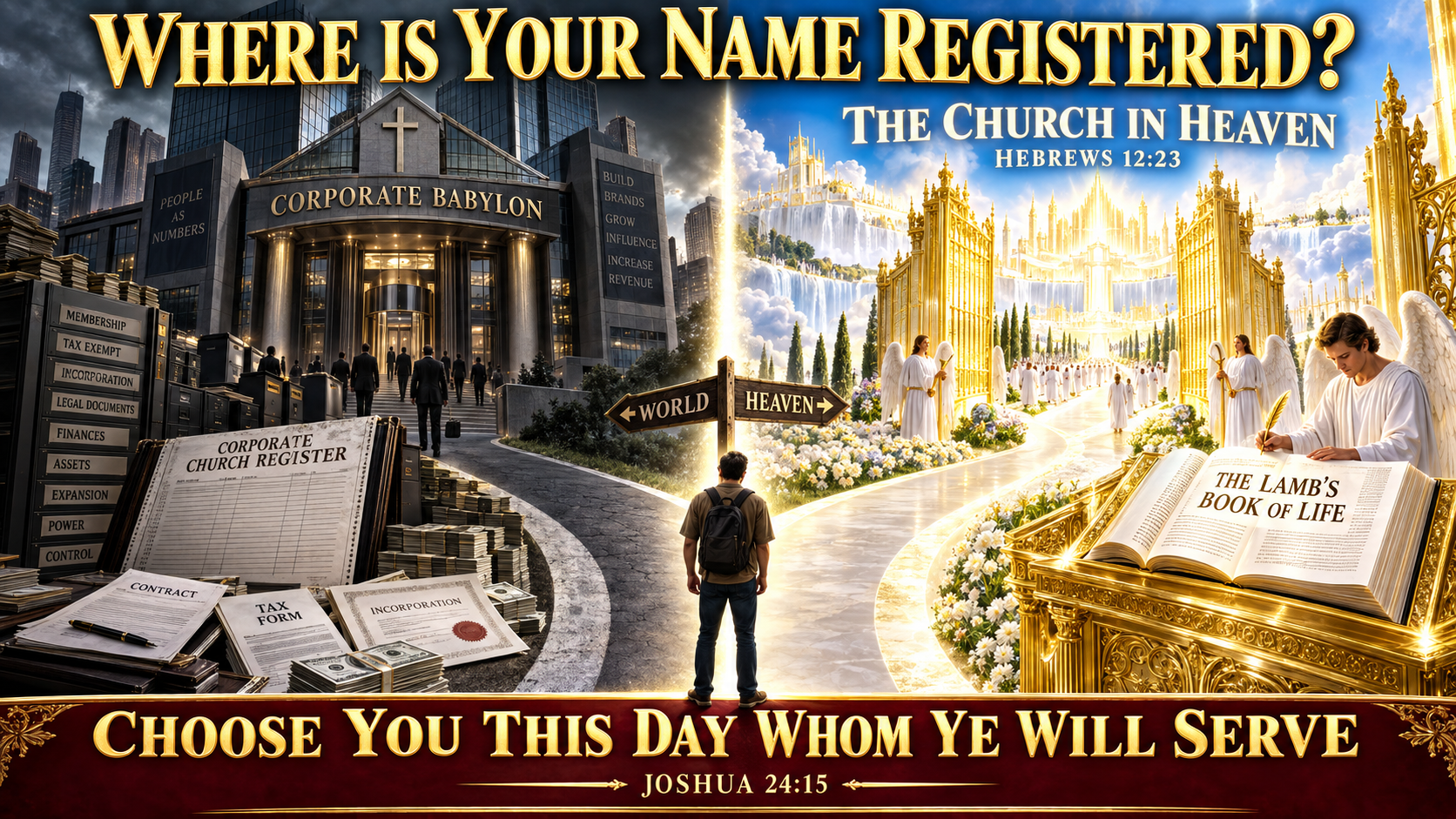 Where is your name registered? Corporate Babylon contrasted with the church of the firstborn written in heaven in Hebrews 12:23