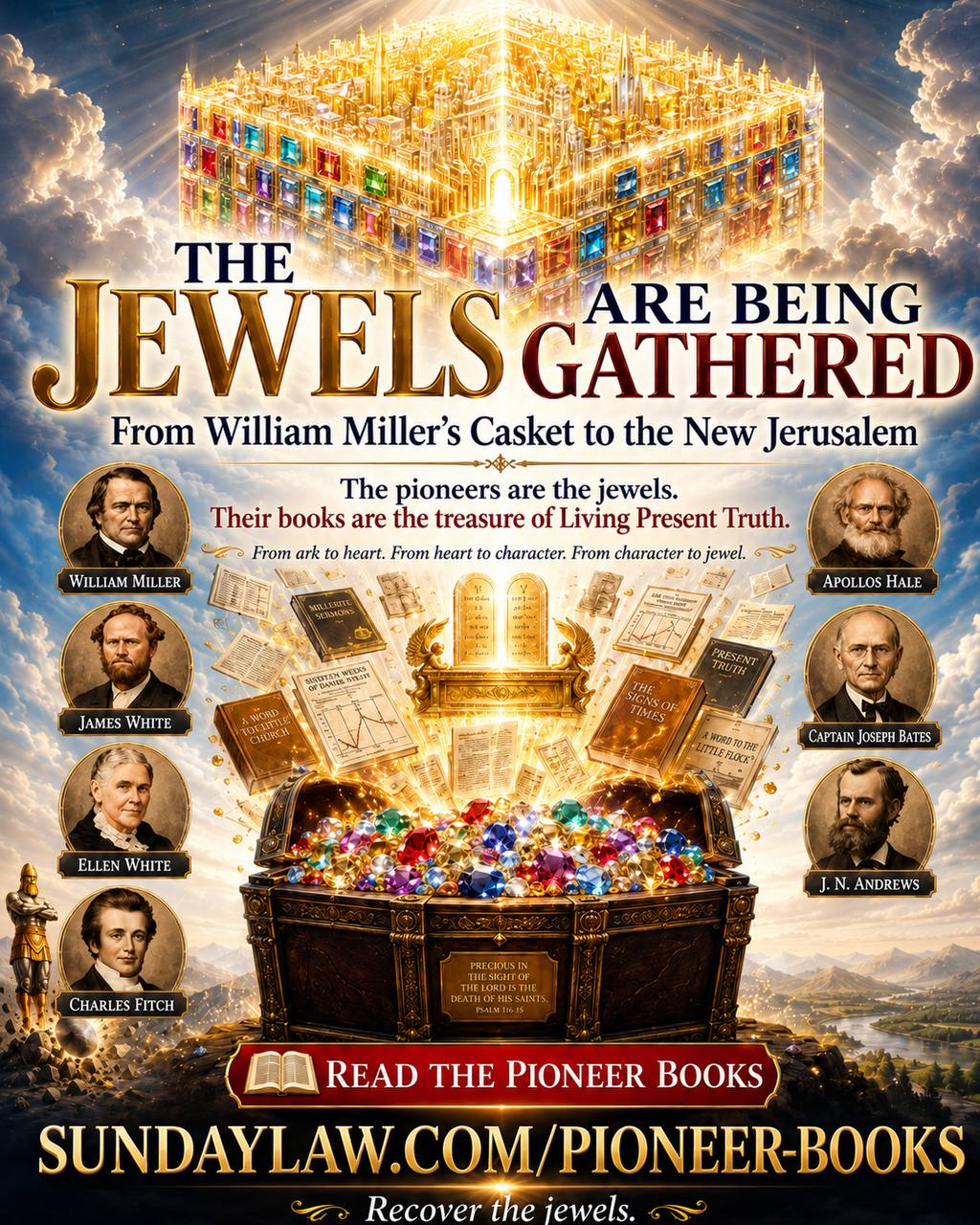 Pioneer jewels gathered around Captain William Miller's casket and the New Jerusalem
