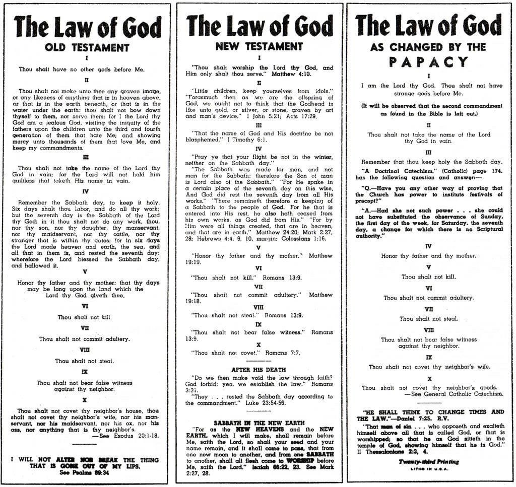 The Ten Commandments from Exodus 20 displayed on two stone tablets