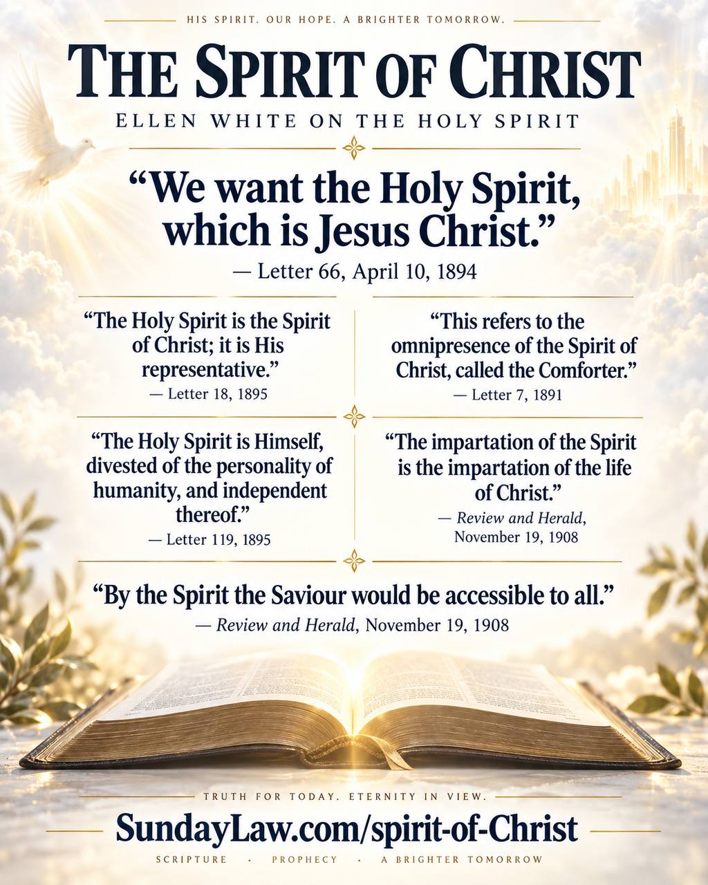 We want the Holy Spirit, which is Jesus Christ — Ellen White, Letter 66, April 10, 1894
